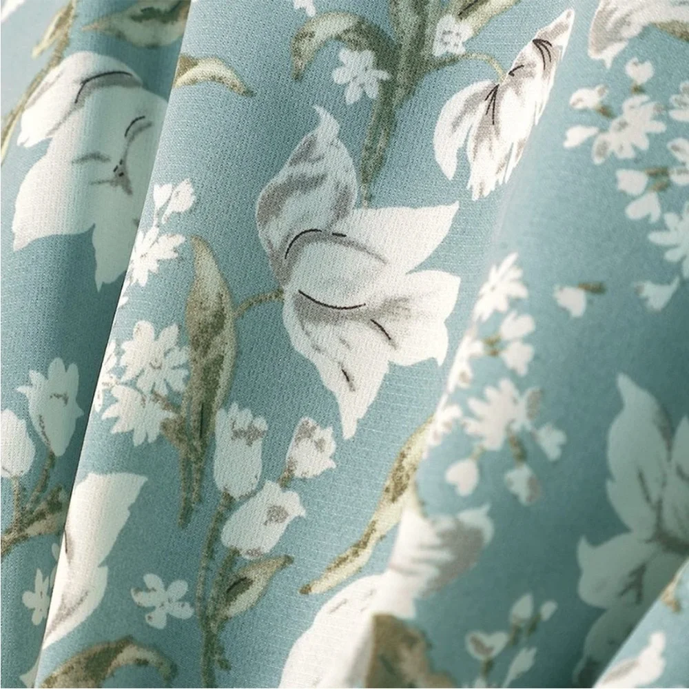 NWT Lulus First Blooms Dusty Blue Floral Print Long Sleeve Cutout Dress XL Mini - Picture 7 of 11